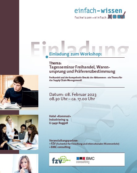 EWAG Seminar Freihandel, Warenursprung & Präferenzbestimmung